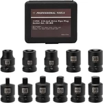 11pcs 3/8" Drive Sae Pipe Plug Socket Set, Tapered Male Square Drive, Chamfered. Fixed Price $35.70.