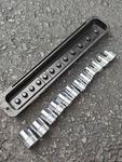 Snap On Tools Usa Vintage 3/8 Drive 12pc Metric Shallow Chrome Socket Set 8-19mm. Fixed Price $159.99.