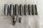 10 Pcs - 8 Matco Sockets 1/4" Drive & 1 Mac Adpter Universal. Fixed Price $50.00.