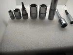 Lot Of 8 Vintage Mixed Brand Name Steel Sockets Extention & Specialty Sae Mm. Fixed Price $29.00.
