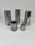 Lot 5 Vintage Deep Sockets 1/2" Drive X 15/16" Wright 4630 13/16 3/8 3/4. Fixed Price $9.00.