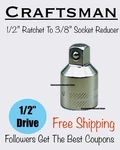 Craftsman 1/2" Drive To 3/8" Socket Adapter Reducer Cmmt99222. Fixed Price $9.48.