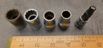 5 Snap-on Tools - 4 1/2 Drive Ratchet Wrench Sockets & 1 S6010 6 Ribe Driver. Fixed Price $10.00.