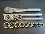 Bonney 1/2 Drive- 15 Piece Ratchet, Extensions And Socket Set.. Fixed Price $41.00.