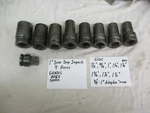Lot Of 9 Genius Tools 1" Drive Deep Impact Sockets 6 Point Sae W/sunex Adaptor. Fixed Price $135.00.