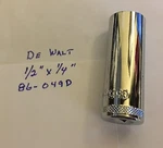Dewalt 1/2" X 1/4" Dr Deep Polished Chrome Socket 86-049d 6pt Free Shipping. Fixed Price $9.96.
