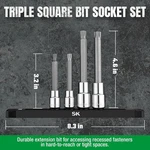 Sk Tools 3/8" & 1/2" Drive, 4 Piece Metric Chrome Triple Square Bit Set. Fixed Price $129.99.