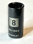 Stanley 8 Mm X 1/4" Standard Socket 86-105b Black Chrome 6 Pt Free Shipping. Fixed Price $9.96.