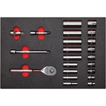 Proto 3/8in Drive 12pt Foamed Socket Set 22pc With 7in Pear Head Ratchet. Fixed Price $309.99.