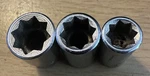 Snap-on 3 Pc 1/4 Drive Double Square 8pt Socket Set 3/8, 5/16, Tm. Fixed Price $35.00.