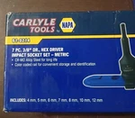 Carlyle -new 7pc.,3/8"dr.,hex Driver Impact Socket Set -metric. Fixed Price $50.00.
