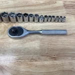 Challenger / Proto 3/8 Drive Ratchet And Socket Set With 1/4 Sockets. Fixed Price $22.10.