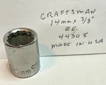 Craftsman 14 Mm X 3/8" Dr Socket Ee 44305 - 12 Pt Made In Usa Free Ship. Fixed Price $9.96.