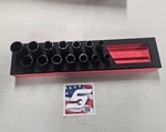 Snap-on Tools Sae New Red 14pc 3/8" Drive Master Twist Impact Socket Foam Set. Fixed Price $650.00.