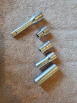 4 Vintage Bonney 3/8" Drive 6 Pt. Sockets & 3" Extension Made In Usa. Fixed Price $14.88.