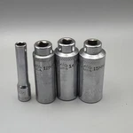 Mac Tools Set Of 4 Deep Sockets, 1/4 Drive, 6pt (5.5, 12, 14, 15mm). Fixed Price $50.00.