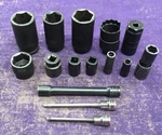 Mixed Set Of Snap On, Matco, Carlyle, Cornwell, & Mac Sockets Extensions! 15pc. Fixed Price $54.99.