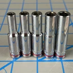 (5) Kobalt 3/16 , 7/32, 1/4, 9/32, 5/16" X 1/4" Dr Deep Socket 6pt Lot. Fixed Price $10.00.