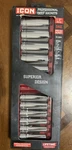 Icon Professional Deep Sockets 1/2" Drive Sae 13 Piece Set 3/8 13/16 Ssd5-13. Fixed Price $38.00.