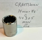 Craftsman 14 Mm X 3/8" Dr Socket G 44305 - 12 Pt Made In Usa Free Ship. Fixed Price $9.96.