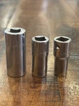 Snap-on Tools 3/8 Drive Sockets 3pc 9/16 , 7/16 All 12pt Usa Sae Vgc. Fixed Price $35.00.