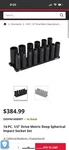Mac Tools 14 Piece Half-inch Drive Metric Deep Spherical Impact Socket Set. Fixed Price $350.00.