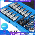 34pcs Torx Star Socket & Bit Set Male Female E T Sockets Bits With Case. Fixed Price $13.99.