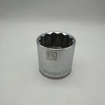 Kobalt 338128 1-1/2" 1/2" Drive 12 Point Sae Chrome Shallow Socket Red Band. Fixed Price $14.80.