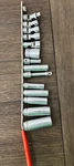Snap On 1/4 Long & Short Drive Sockets Rail 12 Point, 14 Piece. Fixed Price $60.00.