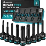 Libraton Impact Torx Bit Socket Set, 1/2" Drive, S2 Steel, 9pcs T30-t80. Fixed Price $59.46.