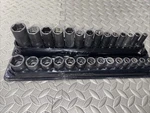Snap-on 3/8"metric Impact Socket Sets Deep And Shallow 214imfmya,214simfmya 28pc. Fixed Price $337.50.