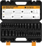 Hex Bit Impact Socket Set: 36-piece With 4 Adapters, 1/4", 3/8", One Size. Fixed Price $57.98.