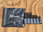 Nos Sears Craftsman 6pc. Screwdriver Bit Set 3/8" Drive W/original Pouch. Fixed Price $44.99.