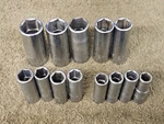 13 Proto Professional Deep Well Socket Set 6 Point Sae 3/8 Drive 7/8 3/4 5/8 Usa. Fixed Price $59.85.
