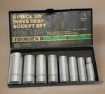 Vtg Thorsen 3/8" Drive Sae 9 Piece Deep Socket Wrench Set No. 3809dp Made Usa. Fixed Price $30.00.