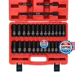 Egofix 29 Piece 1/2" Socket Set Deep Impact Drive Sae Metric Extensions Cr-v Ste. Fixed Price $76.77.