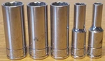 Blue-point 3/8" Deep Socket Lot Of 5 Blplm38 18mm-17mm-16mm-9mm-7mm. Fixed Price $30.00.