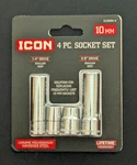 Icon 4pc 10mm Socket Set: 1/4" & 3/8" Drive Shallow Deep Each #72753. Fixed Price $7.99.