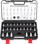 Tommars 26-pc Torx Socket Set, 26-piece, Bit Socet T10-t70 & Tt10-tt70. Fixed Price $36.96.