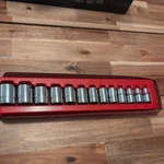 Snap-on 313twy 1/2" Drive 6-point Sae 3/8" - 1-1/8" 13-piece Shallow Socket Set. Fixed Price $190.00.