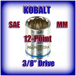 Kobalt 3/8" Drive Shallow Socket - Sae Inch Metric Mm 12 Point Any Size New. Fixed Price $7.99.