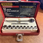 Vintage Stanley Professional 12 Piece 1/4" Drive Socket Set 87-731 Made In Usa. Fixed Price $24.00.