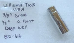 T23a Williams Bd-616 Socket 3/8" Drive 1/2" 6 Point Deep Well Specialty Tool. Fixed Price $11.24.