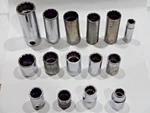 Lot Of 15 Sockets, 1/2" Drive & 3/8" Billings Wright Husky Bonney Indestro. Fixed Price $15.00.