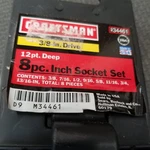 Craftsman 8 Piece 3/8" Drive Sae Deep Socket Set 12 Pt 34461 Usa 3/8-13/16. Fixed Price $34.98.