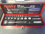 Husky Professional 24pc Metric 1/4" & 3/8" Dr. Socket Set Never Used Made In Usa. Fixed Price $69.99.
