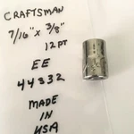 Craftsman 7/16" X 3/8" Dr Socket Ee 44332 - 12 Pt Made In Usa Free Ship. Fixed Price $9.96.