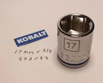 Kobalt 17 Mm X 3/8" Dr Standard Socket 6 Point # 338083 Free Shipping. Fixed Price $9.96.