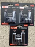 New (set Of 3) Icon 4pc 10mm Socket Set: 1/4" & 3/8" Drive Shallow Deep. Fixed Price $27.50.