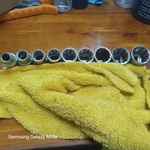 Pm Half Inch Drive Steel Chrome All Sae Shallow Sockets Set On Rail. Fixed Price $9.95.
